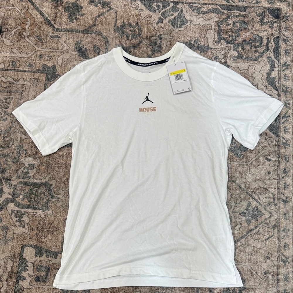 Jordan White Short Sleeve Tee with Black Logo
